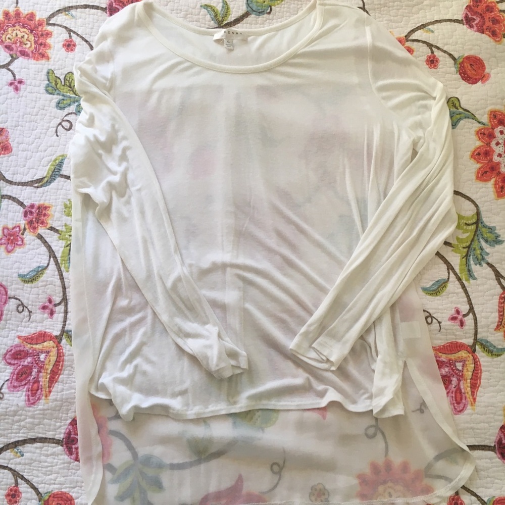 Pretty delicate soft sheer white long sleeve top